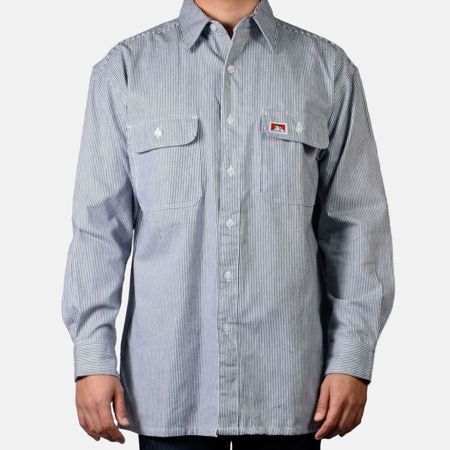 Shirts Ben Davis Co | Long Sleeve 100% Cotton Button-Up Shirt - Hickory