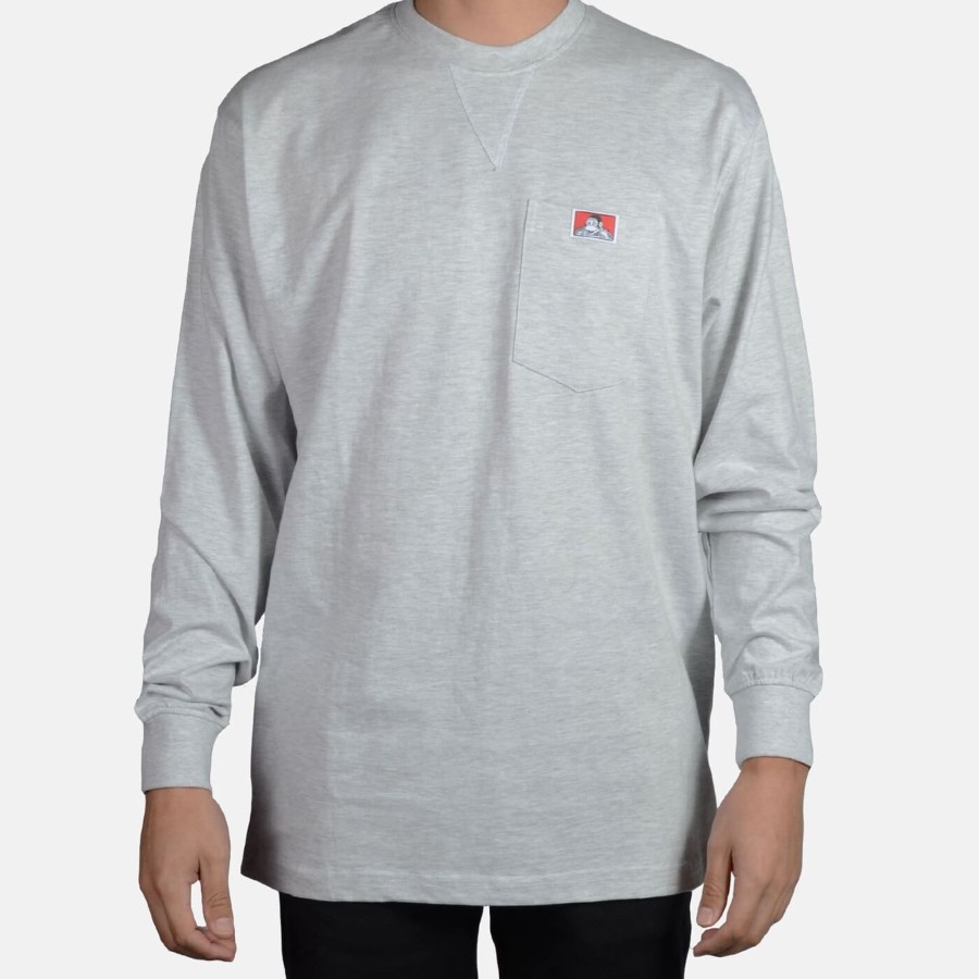 Shirts Ben Davis Co | Heavy Duty Long Sleeve Pocket T-Shirt - Ash Grey