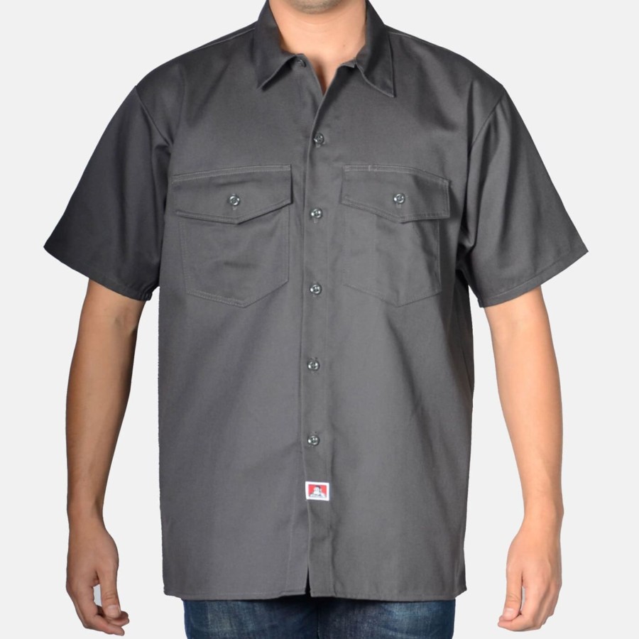 Shirts Ben Davis Co | Short Sleeve Button-Up Shirt - Charcoal