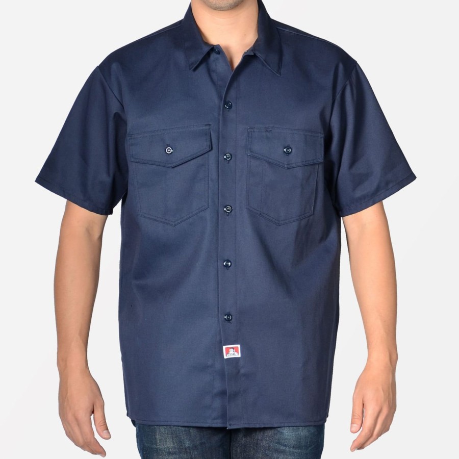 Shirts Ben Davis Co | Short Sleeve Button-Up Shirt - Navy