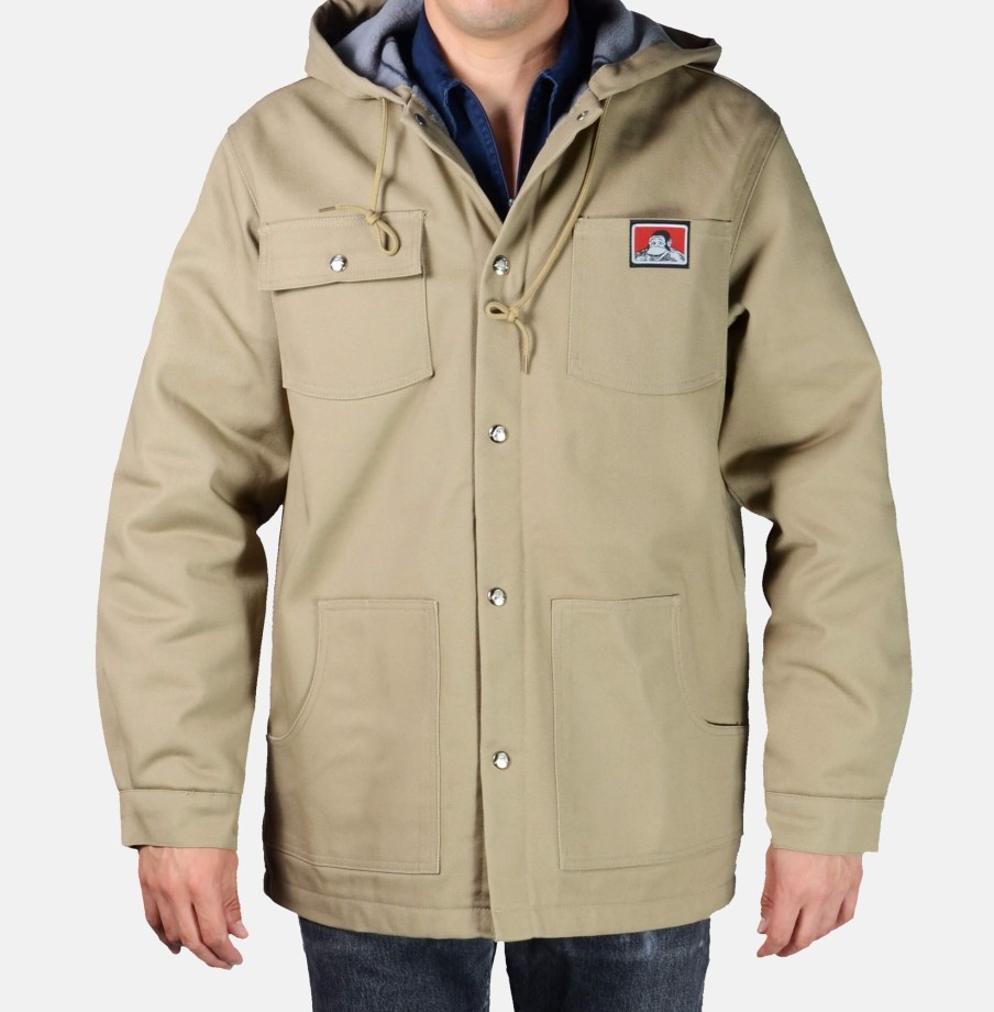 Outerwear Ben Davis Co | Hooded Jacket W/ Snaps - Khaki